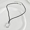 Oval Alloy with Wax Cord Pendant Necklaces, Platinum, 17.32 inch(44cm)