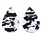Imitation Leather Big Pendants, Teardrop with Camouflage Pattern, Azure, 56.5x37x2mm, Hole: 2mm
