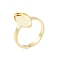 304 Stainless Steel Adjustable Ring Components, Bezel Cup Ring Settings, Horse Eye, Real 18K Gold Plated, Inner Diameter: 17mm, Tray: 14x7mm