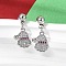 Christmas Brass Micro Pave Cubic Zirconia Dangle Stud Earrings, Rack Plating, Long-Lasting Plated, Cadmium Free & Lead Free, Platinum, Santa Claus, 21.5x9.5mm
