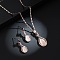 Alloy Cat Eye Jewelry Sets, Include Earrings & Necklaces, Teardrop, Light Salmon, 400mm