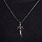 Alloy & 201 Stainless Steel & Rhinestone Dinosaur Wrapped Sword Pendant Necklaces for Men, Black, Ruby, 23.62 inch(60cm)