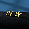 201 Stainless Steel Stud Earrings, Golden, Letter N, 10x10mm