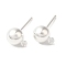 Brass Studs Earrings Finding, Lead Free & Cadmium Free, Round, 925 Sterling Silver Plated, 17x6mm, Hole: 1.4mm, Pin: 12x1mm