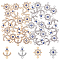 40Pcs 4 Styles Nautical Theme Alloy Evil Eye Enamel Connector Charms, Anchor & Helm Links with Crystal Rhinestones, Platinum & Light Gold, 14.5~21x14.5~20x2~3mm, hole: 1.8~2mm, 10pcs/style