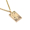 304 Stainless Steel Curb Chain Rectangle with Constellation Pendant Necklaces, Golden, Sagittarius, 23.62 inch(60cm)
