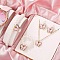 Butterfly Alloy Enamel Pendant Necklace & Bracelets & Earring & Rings Sets for Children, Imitation Pearl Beaded Jewelry Sets, Pink, Necklace: 450mm