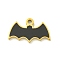 Halloween Theme Ion Plating(IP) 304 Stainless Steel Enamel Pendants, Golden, Bat, 10x16.5x1.5mm, Hole: 1.4mm