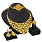 Alloy Pendant Necklaces & Stud Dangle Earrings & Rings & Link Bracelets Sets, Golden, Flower, 430mm