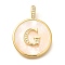 Rack Plating Brass Micro Pave Clear Cubic Zirconia Pendants with Shell, Letter Series Charms, Long-Lasting Plated, Lead Free & Cadmium Free, Letter G, 32x24x3.5mm, Hole: 6x3mm