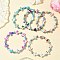 5Pcs 5 Colors Baking Paint Synthetic Turquoise Cross & Round Beads Stretch Bracelets for Men Women, Mixed Color, Inner Diameter: 2-3/8 inch(6.15cm), 1pc/color