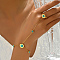 Vintage Real 18K Gold Plated Stainless Steel Synthetic Turquoise Link Ring Bracelets for Women