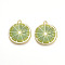 Light Gold Alloy Enamel Pendants, Cadmium Free & Nickel Free & Lead Free, Lime Slice, Yellow Green, 26x23x2mm, Hole: 2mm