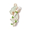 Alloy Enamel Mermaid Pendants, with Glass Seed Beads & Dyed Glass Pearl Round Beads, Honeydew, 28.5x14.5x6mm, Hole: 1.6mm