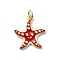Brass Enamel Pendants, Rack Plating, Long-Lasting Plated, Cadmium Free & Lead Free, Real 18K Gold Plated, with Jump Ring, Starfish, 18x16.5x2mm, Hole: 3mm