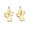 Brass Pendants, Cactus, Cadmium Free & Nickel Free & Lead Free, Real 18K Gold Plated, 17x11x1mm, Hole: 1.4mm