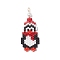 Christmas Glass Seed Beaded Penguin Pendants, with 304 Stainless Steel Jump Rings, Red, 39.5x17.5x4.5mm, Hole: 3.5mm