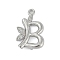 Brass Crystal Rhinestone Letter Links Connector Charms, Real Platinum Plated, Letter B, 18x11.5x4mm,  Hole: 1.2mm and 1.5mm