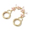 Zinc Alloy Spring Gate Rings Bag Extension Chains, 304 Stainless Steel Open Jump Rings, with Enamel, Flower, Pink, 162mm