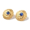 Golden Ion Plating(IP) 304 Stainless Steel Stud Earrings for Women, with Cat Eye, Nuggets With Textured, Blue, 23x21mm