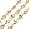 Brass Heart Link Chains, Lead Free & Cadmium Free, Rack Plating, Long-Lasting Plated, with Spool, Soldered, Real 18K Gold Plated, 10x5.5x1.5mm and 3.8x2.5x0.5mm