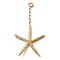304 Stainless Steel Starfish Pendant Decorations, with Spring Ring Clasps, Golden, 91.5mm