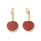Brass Enamel Pendants, with Jump Ring, Real 18K Gold Plated, Racket Table Tennis, 18x11x2mm, Hole: 3.4mm