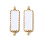 304 Stainless Steel Enamel Connector Charms, Golden, Rectangle Links, White, 15x5x2mm, Hole: 1mm