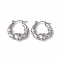 Non-Tarnish 304 Stainless Steel Claddagh Earrings Shape Hoop Earrings for Women, Stainless Steel Color, 22x20.5x4mm, Pin: 0.7mm
