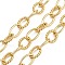 Brass Textured Oval Link Chains, with Spool, Unwelded, Lead Free & Cadmium Free, Long-Lasting Plated, Lead Free & Nickel Free & Cadmium Free, Real 18K Gold Plated, 14~15.5x10~11x2~2.5mm