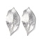 Brass Pendants, Cadmium Free & Nickel Free & Lead Free, Leaf, Platinum, 27x12x0.5mm, Hole: 1.4mm