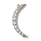 Brass Micro Pave Cubic Zirconia Pendants, Moon, Rack Plating, Long-Lasting Plated, Cadmium Free & Lead Free, Platinum, 29x12x3mm, Hole: 1.2mm