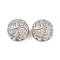 Brass Micro Pave Clear Cubic Zirconia Beads, Flat Round, Platinum, 11.5x6mm, Hole: 1.4mm