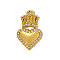 304 Stainless Steel with Rhinestone Pendants, Sacred Heart Charms, Ion Plating(IP), Real 18K Gold Plated, Crystal, 24x15mm
