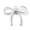 Alloy Pendant, Bowknot, Platinum, 32x35.5x6mm, Hole: 3mm
