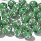 Plating Acrylic Beads, Round with Cross, Green, 8mm, 1800pcs/bag
