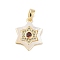 Brass Micro Pave Cubic Zirconia Pendants, with Shell, Hexagon Charms, FireBrick, 17x13x3mm, Hole: 4x2mm