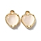 Heart Brass Charms, with Cat Eye, Nickel Free, Real 18K Gold Plated, White, 9x7.5x3.5mm, Hole: 1mm