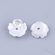 樹脂模造パールビーズキャップ  5花びら  花  ホワイト  8x8x2.5mm  穴：1mm RESI-T040-008A-2