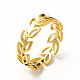 Ионное покрытие (ip) 304 полое кольцо из нержавеющей стали с листовыми ветвями для женщин RJEW-B027-06G-1