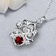Silver Plated Brass Cubic Zirconia Flower Pendant Necklaces NJEW-BB05134-C-4
