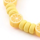 Pulseras hechas a mano de arcilla polimérica con cuentas elásticas de limón BJEW-JB06046-2