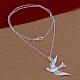 Trendy Silver Plated Brass Bird Pendant Necklaces For Women NJEW-BB12796-2
