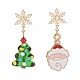 Асимметричные серьги лэмпворк из сплава Санта-Клауса с эмалью и рождественской елкой EJEW-TA00230-1