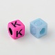 Mixed Cube with Letter Opaque Acrylic Beads SACR-X0009-2