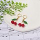 Natural Mashan Jade & Glass Seed Beaded Cherry Dangle Leverback Earrings EJEW-TA00066-5
