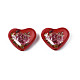 Flower Printed Opaque Acrylic Heart Beads SACR-S305-28-I03-2
