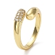 Rack Plating Brass Micro Pave Cubic Zirconia Open Cuff Rings RJEW-Q777-12G-1