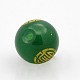 Natural Green Onyx Agate Round Carved Chinese Character Fu Beads G-O027-05-2