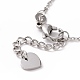 304 bracciale a maglie di cuore in acciaio inossidabile con ciondoli perline di vetro da donna STAS-E154-06P-4
